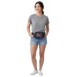 Disneyland 2008 Black Belt Fanny Pack Multiple Pockets Mickey Head Zipper Pulls